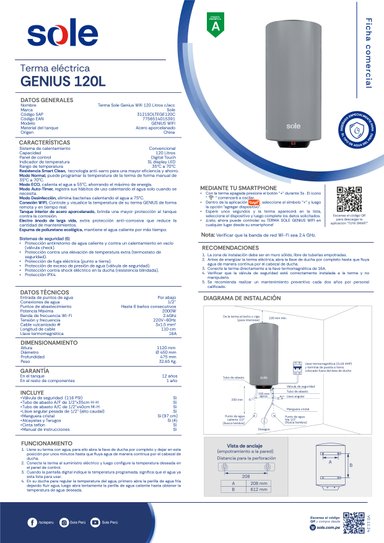 TERMA ELÉCTRICA 120 L SOLE GENIUS WIFI - 9