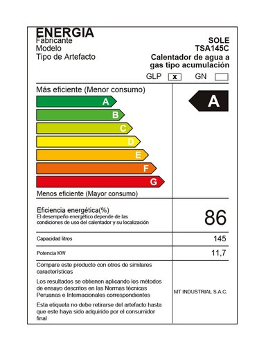 TERMOTANQUE 145 L GLP TIPO B C.ACC SOLE - 4