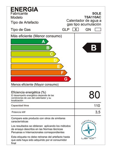 TERMOTANQUE 110 L GLP TIPO A C.ACC SOLE - 6