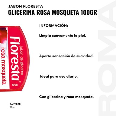 PACK 2 JABÓN CON GLICERINA ROSA MOSQUETA 100G FLORESTA - 2