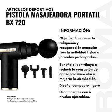 PISTOLA MASAJEADORA PORTATIL CON PANTALLA BX 720 - 2