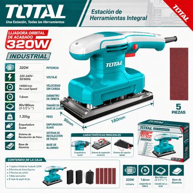 LIJADORA ORBITAL RECTANGULAR TOTAL 320W MEDIA LIJA RECTANGULAR INDUSTRIAL TF1301836 - 3