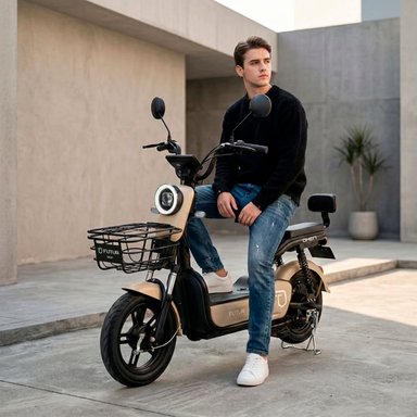 BICIMOTO ELÉCTRICA OXEN DE LITIO, 25KMH, 35KM, 350W GREIGE - 1