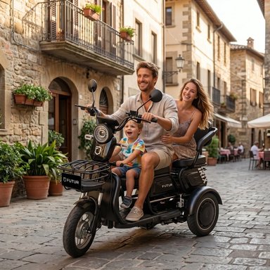 TRIMOTO ELECTRICA CONVERTIBLE FUTUR IRIX NEGRO MOTOR 600W - 1