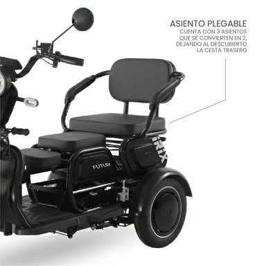 TRIMOTO ELECTRICA CONVERTIBLE FUTUR IRIX NEGRO MOTOR 600W - 6