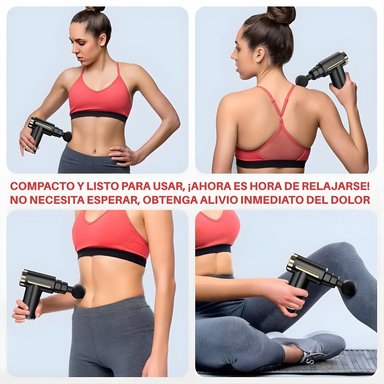 MINI PISTOLA DE MASAJE USB, PORTÁTIL, 5 CABEZAS, 6 VELOCIDAD ROJO - 2