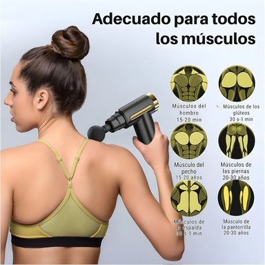 MINI PISTOLA DE MASAJE USB, PORTÁTIL, 5 CABEZAS, 6 VELOCIDAD ROJO - 6