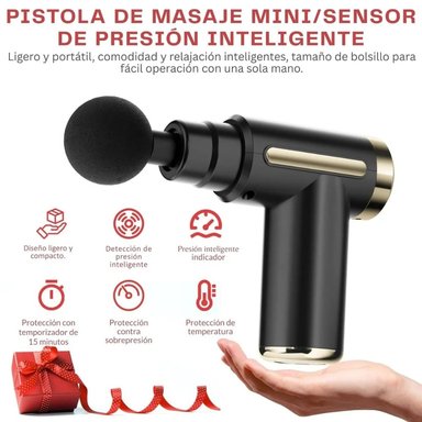 MINI PISTOLA DE MASAJE USB, PORTÁTIL, 4 CABEZAS, 6 VELOCIDAD GRIS - 3