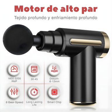 MINI PISTOLA DE MASAJE USB, PORTÁTIL, 4 CABEZAS, 6 VELOCIDAD GRIS - 4