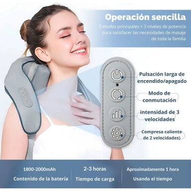 MASAJEADOR RECARGABLE CUELLO ESPALDA HOMBROS RELAJANTE - 8