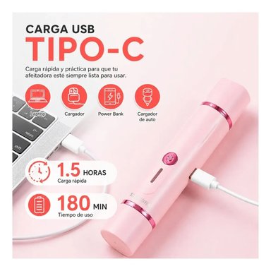 RASURADORA MUJER 2 EN 1 FACIAL Y CORPORAL PORTÁTIL - 6