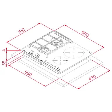 COCINA EMPOTRABLE MIXTA GLP/GN TEKA 4 HORNILLAS INDUCCIÓN/GAS JZC 64322 BK - 6