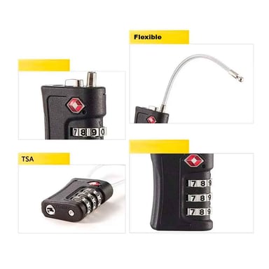 CANDADO PARA VIAJE TSA FLEXIBLE NEGRO - 2