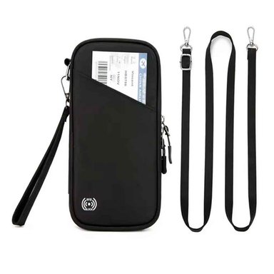 ESTUCHE ORGANIZADOR DOCUMENTOS DE VIAJE RFID CON SUJETADOR IMPERMEABLE NEGRO RD - 2