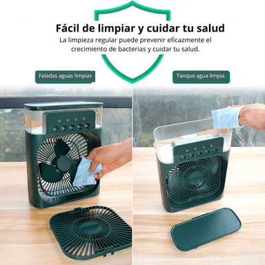 ENFRIADOR DE AIRE 3 EN 1 VENTILADOR PORTATIL HUMIDIFICADOR VERDE - 4