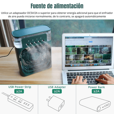 ENFRIADOR DE AIRE 3 EN 1 VENTILADOR PORTATIL HUMIDIFICADOR VERDE - 5
