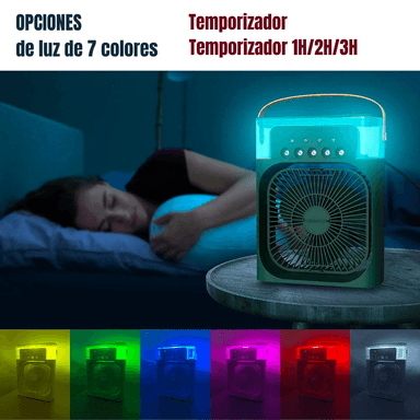 ENFRIADOR DE AIRE 3 EN 1 VENTILADOR PORTATIL HUMIDIFICADOR VERDE - 6