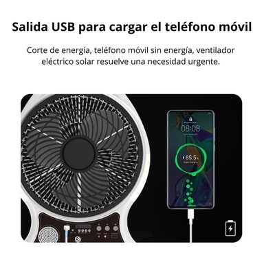 VENTILADOR CON PANEL SOLAR Y PARLANTE BLUETOOTH RADIO FM SEISA 514BT - 4