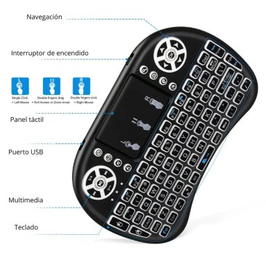 MINI TECLADO INALÁMBRICO CON LUZ RGB Y FUNCIÓN TÁCTIL CONTROL BLACKLIT - 4