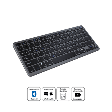 TECLADO INALÁMBRICO RECARGABLE BLUETOOTH K3003 - NEGRO - 1
