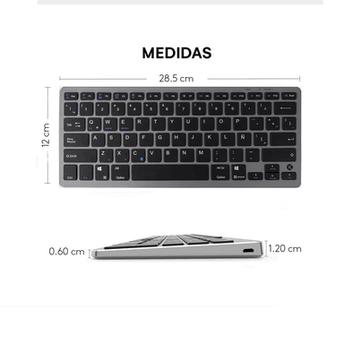 TECLADO INALÁMBRICO RECARGABLE BLUETOOTH K3003 - NEGRO - 5