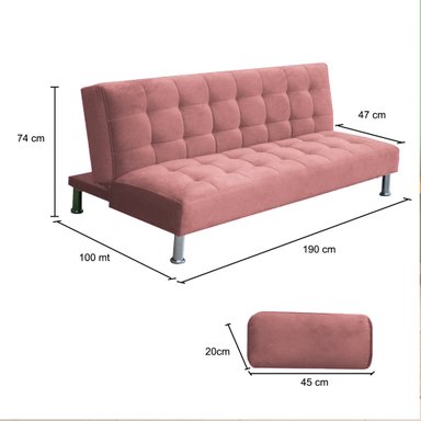 CASABELLA SOFA CAMA LORENZ 3 CUERPOS ROSA - 2