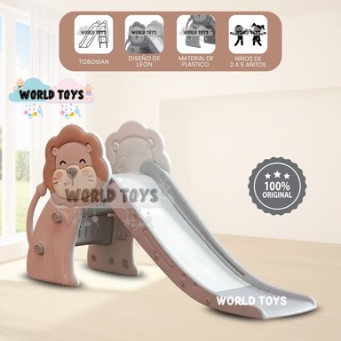 TOBOGÁN PARA NIÑOS «LEO» CON BARANDAS DE SEGURIDAD BEIGE - 1