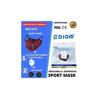 MASCARILLA DEPORTIVA KN95 + FILTRO DE CARBÓN ACTIVADO PM2.5 + 2 VÁLVULAS ROJO VINO - 3
