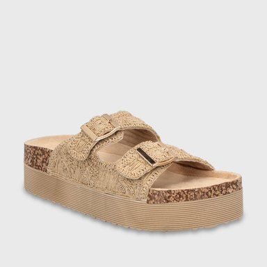 SANDALIA PLATAFORMA BEIGE MUJER 65951 - 2