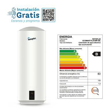 TERMA DE ACUMULACION ROTOPLAS 1500W ECOSMART PLUS WIFI 100LT - 6