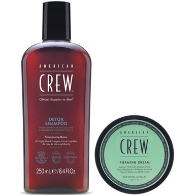 SHAMPOO AMERICAN CREW EXFOLIANTE DETOX + CERA FORMING CREAM 85G MEN - 1
