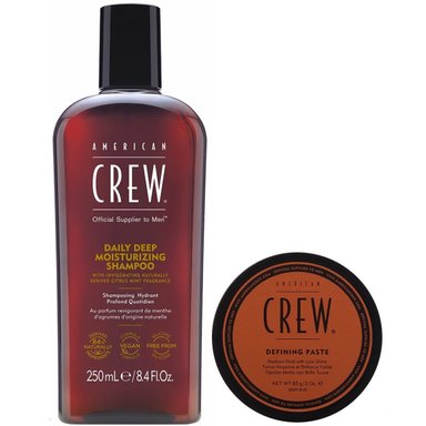 SHAMPOO AMERICAN CREW 250ML HIDRATANTE + CERA MATE DEFINING PASTE MEN - 1