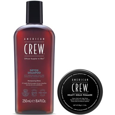 SHAMPOO AMERICAN CREW EXFOLIANTE DETOX + CERA HEAVY HOLD POMADE MEN - 1