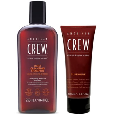 SHAMPOO AMERICAN CREW 250ML DAILY + GEL SUPERGLUE MEN - 1
