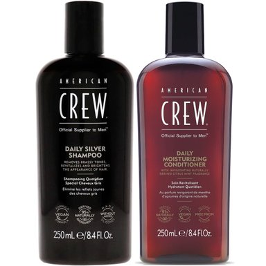 SHAMPOO AMERICAN CREW SILVER 250ML + DAILY CONDITIONER 250ML MEN - 1