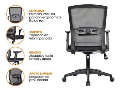 SILLA DE ESCRITORIO BONNO KATA NEGRO - 2