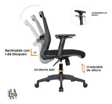 SILLA DE ESCRITORIO BONNO KATA NEGRO - 5