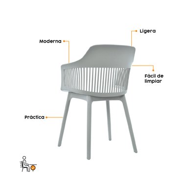 SILLA DE DISEÑO BONNO GALES GRIS - 3