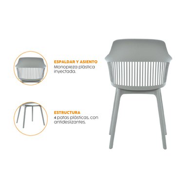 SILLA DE DISEÑO BONNO GALES GRIS - 4