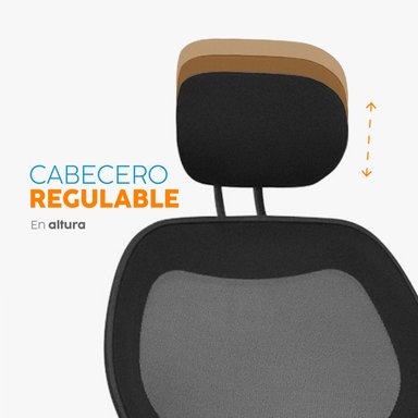 SILLA DE OFICINA GIRATORIA CON CABECERO DAKOTA NEGRO BONNO - 2