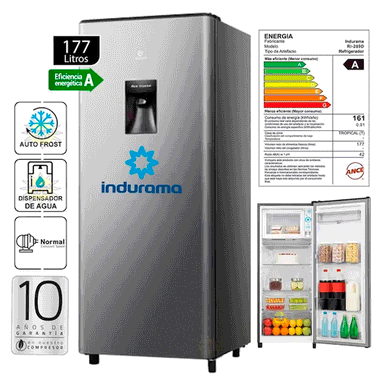 REFRIGERADORA INDURAMA TOP FREEZER DEFROST RI-289D 177 LITROS PLOMO - 1