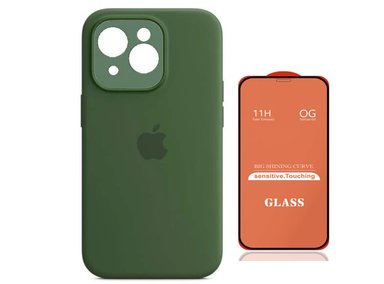 CASE IPHONE 13 SILICONA P/CÁMARA V.MILITAR+ MICA VIDRIO COMPLETO - 1