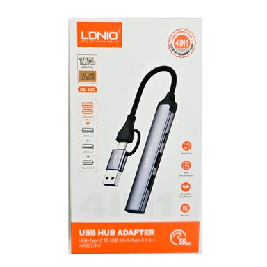 ADAPTADOR HUB LDNIO DS-64C USB +TIPO C 4EN 1 MULTIFUNCIÓN - 4