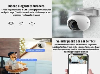 CÁMARA DE SEGURIDAD EZVIZ CB8 IP 2K 3MP BATERIA RECARGABLE 210 DIAS BLANCO - 2