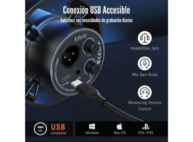 FIFINE - MICRÓFONO AMPLITANK K688 USBXLR DYNAMIC - NEGRO - 3