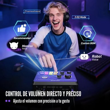 FIFINE - MIXER AMPLIGAME SC8 RGB STREAMING XLR SONIDO 7.1 - BLACK - 2