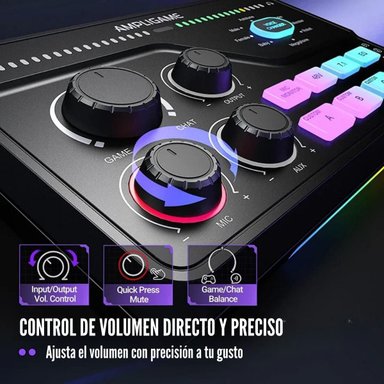 FIFINE - MIXER AMPLIGAME SC8 RGB STREAMING XLR SONIDO 7.1 - BLACK - 4