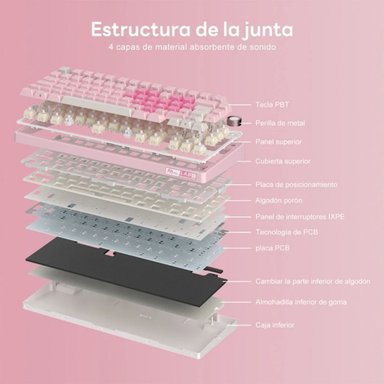 ROYAL KLUDGE - TECLADO R75 WIRED 75% PINK MELODY SWITCH CREAMY - 3