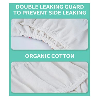 PAÑAL INFANTIL HAPPY FLUTE + INSERTO ECOLÓGICO DE TELA ECOLÓGICO ALGODÓN ORGÁNICO CON VELCRO - 6