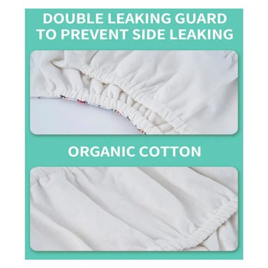 PAÑAL INFANTIL HAPPY FLUTE + INSERTO ECOLÓGICO DE TELA ECOLÓGICO ALGODÓN ORGÁNICO CON VELCRO - 6